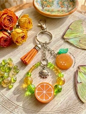 Orange Citrus Charm Keychain with Tassel - The Noxi Collection